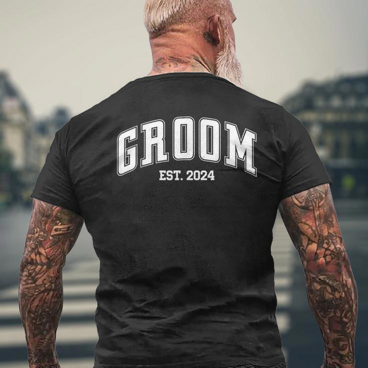 Groom Bride Est 2024 Retro Just Married Couples Wedding Men's T-shirt Back Print Gifts for Old Men