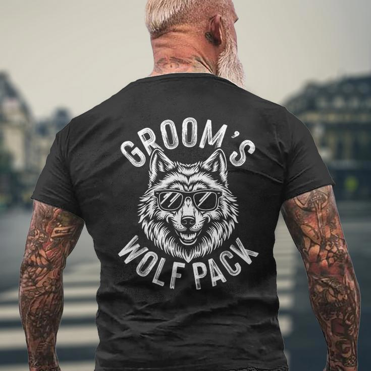 Groom's Wolf Pack Groomsmen Party Team Groom Men's T-shirt Back Print Gifts for Old Men