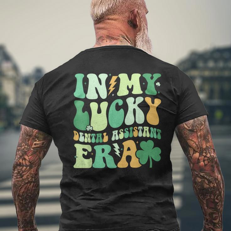 Groovy In My Lucky Dental Assistant Era St Patrick's Day Men's T-shirt Back Print Gifts for Old Men