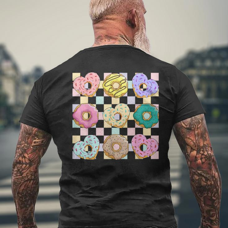 Groovy Retro Valentine Donuts Heart Candy Teacher Men's T-shirt Back Print Gifts for Old Men
