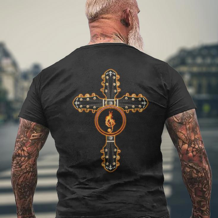 Guitar Cross Symbol Men's T-shirt Back Print Gifts for Old Men