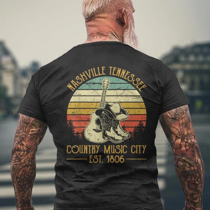 Guitar Guitarist Nashville Tennessee Country Music City Men's T-shirt Back Print Gifts for Old Men