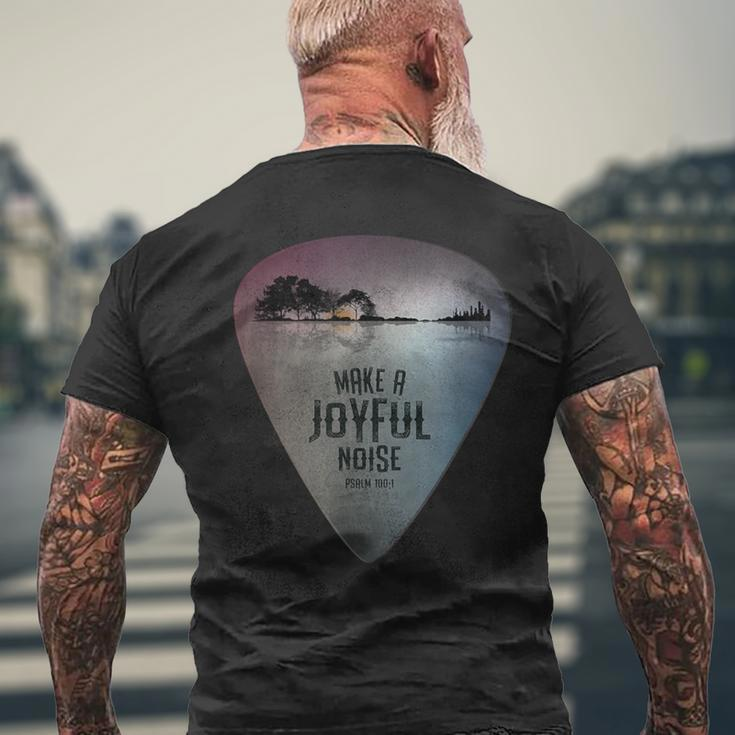 Guitar Lake Reflections Make A Joyful Noise Bible Verse Men's T-shirt Back Print Gifts for Old Men