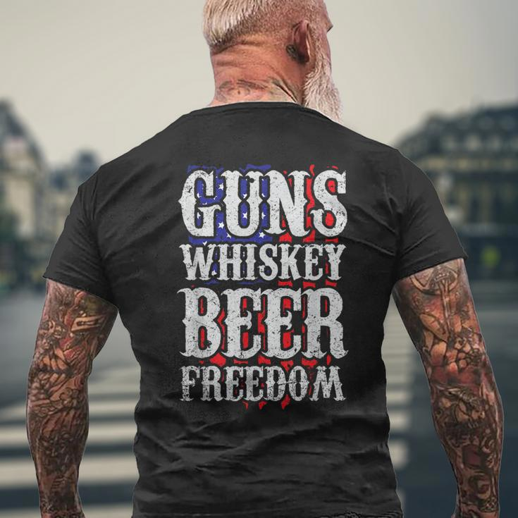 Guns Whisky Beer And Freedom Us Flag Men's T-shirt Back Print Gifts for Old Men