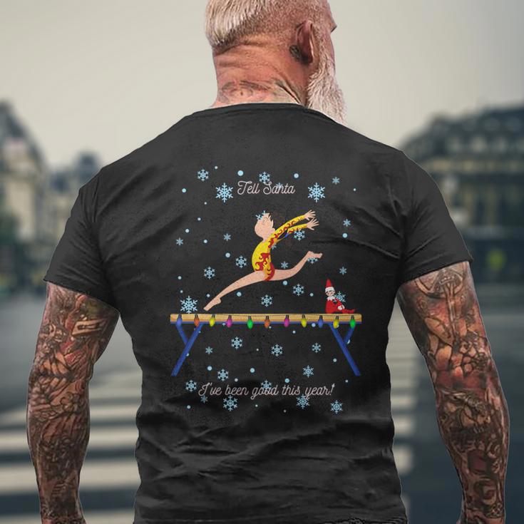 Gymnastics Elf Is Watching Snowflake Balance Beam Men's T-shirt Back Print Gifts for Old Men