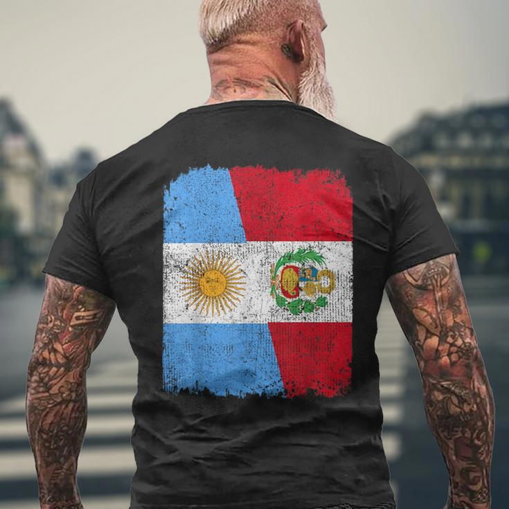 Half Argentinian Half Peruvian Flag Heritage Pride Roots Men's T-shirt Back Print Gifts for Old Men