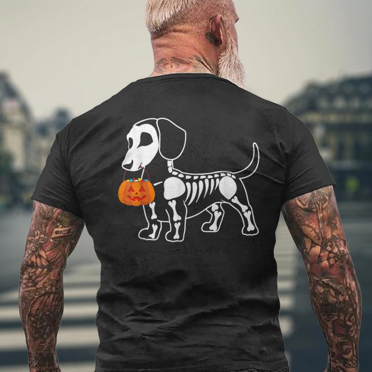 Halloween Dachshund Skeleton Weenie Wiener Sausage Dog Mens Back Print T-shirt Gifts for Old Men