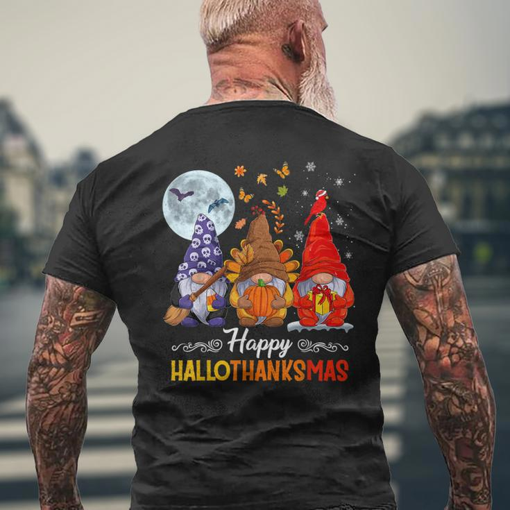 Halloween Thanksgiving Christmas Happy Hallothanksmas Gnomes V55 Mens Back Print T-shirt Gifts for Old Men