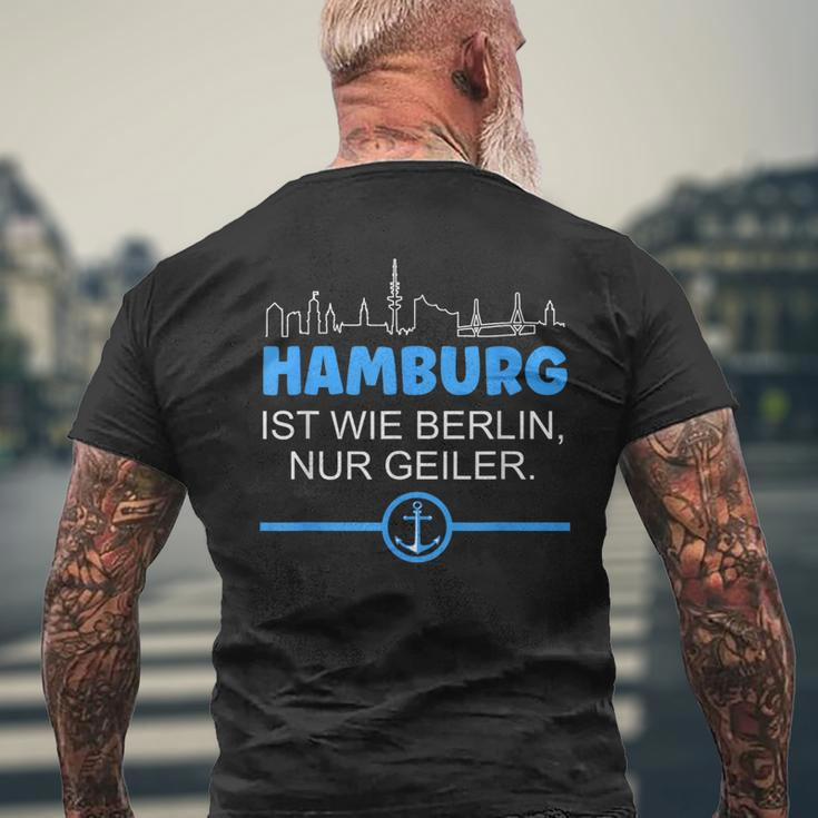 Hamburg Is Like Berline Nur Geiler Skyline Anchor S T-Shirt mit Rückendruck Geschenke für alte Männer
