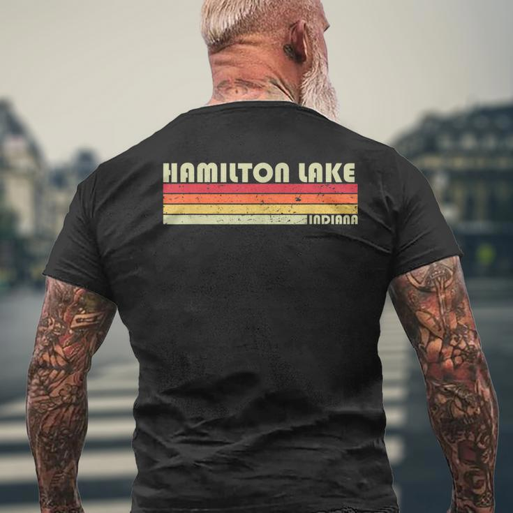 Hamilton Lake Indiana Fishing Camping Summer Men's T-shirt Back Print Gifts for Old Men