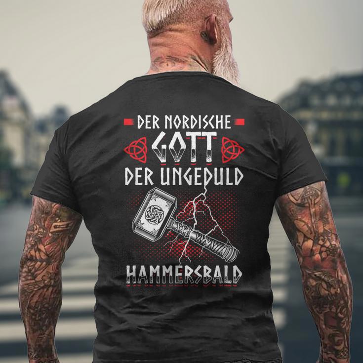 Hammersbald Nordic Mythology Patience Impatience T-Shirt mit Rückendruck Geschenke für alte Männer