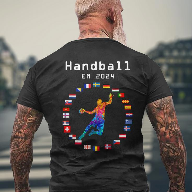 Handball Em 2024 Flag Handballer Sports Player Ball T-Shirt mit Rückendruck Geschenke für alte Männer