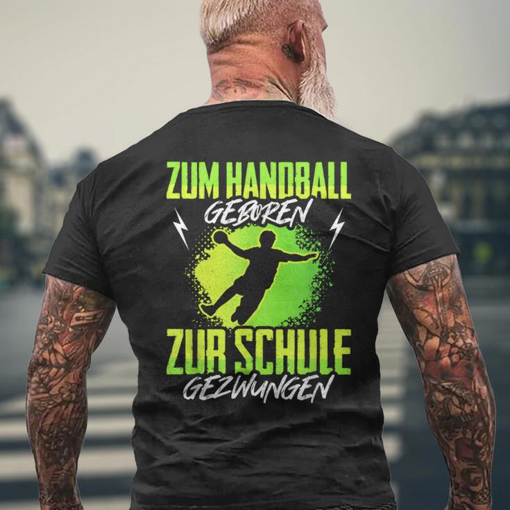Handballgeborenes Kindershirt - Zur Schule Gezwungen, Handball-Kurzärmliges Herren-T-Kurzärmliges Herren-T-Shirt Geschenke für alte Männer