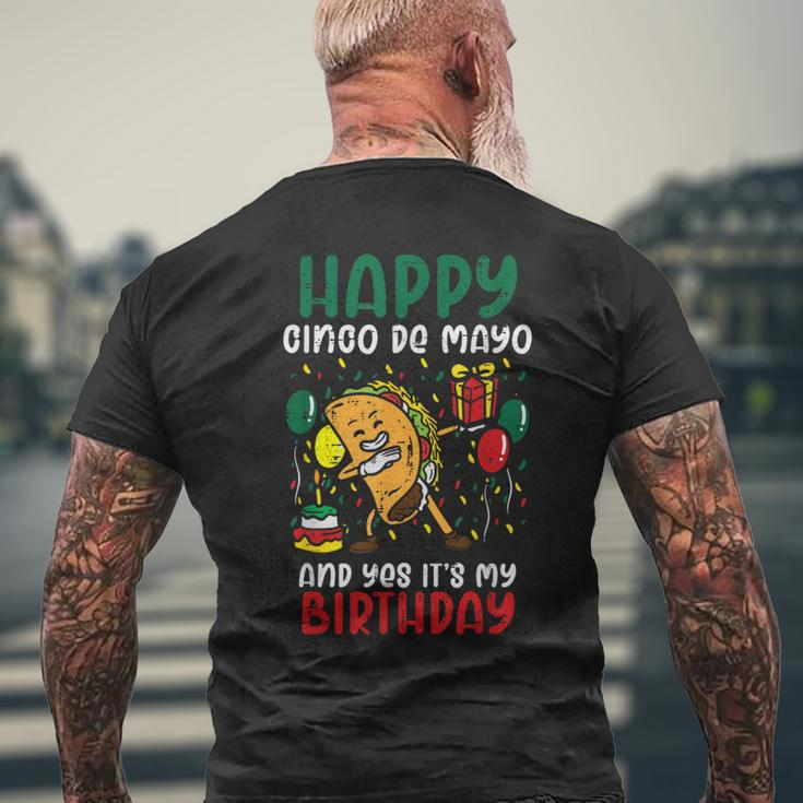 Happy Cinco De Mayo And Yes It's My Birthday Dabbing Taco Men's T-shirt Back Print Gifts for Old Men