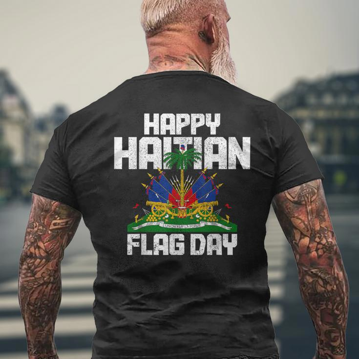 Happy Haitian Flag Day Haiti Flag Pride Men's T-shirt Back Print Gifts for Old Men