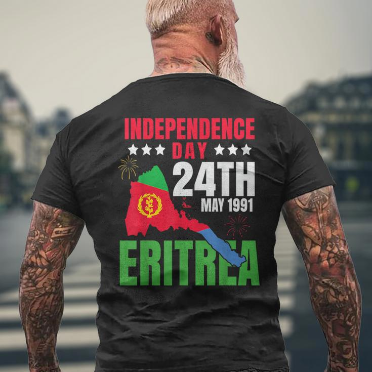 Happy Independence Eritrea Eritrean Flag & Eritrea Map Men's T-shirt Back Print Gifts for Old Men