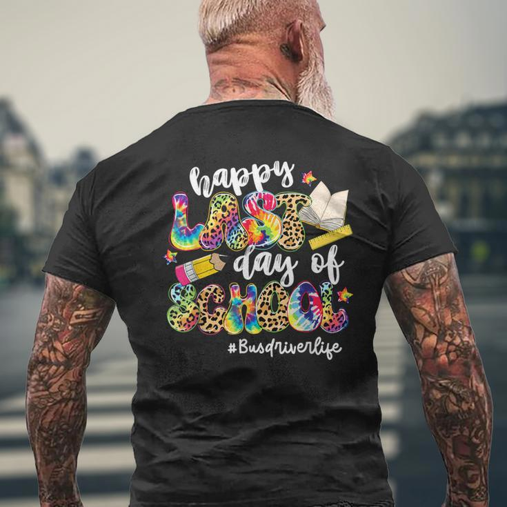 Happy Last Day Of School Bus Driver Life Leopard Tie Dye Men's T-shirt Back Print Gifts for Old Men
