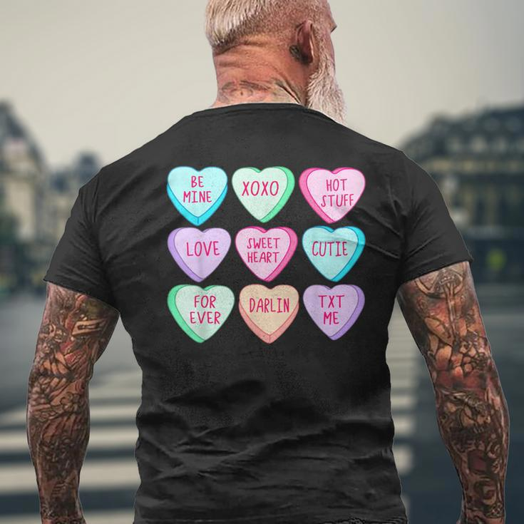 Happy Valentines Day Candy Conversation Hearts Cute Men's T-shirt Back Print Gifts for Old Men