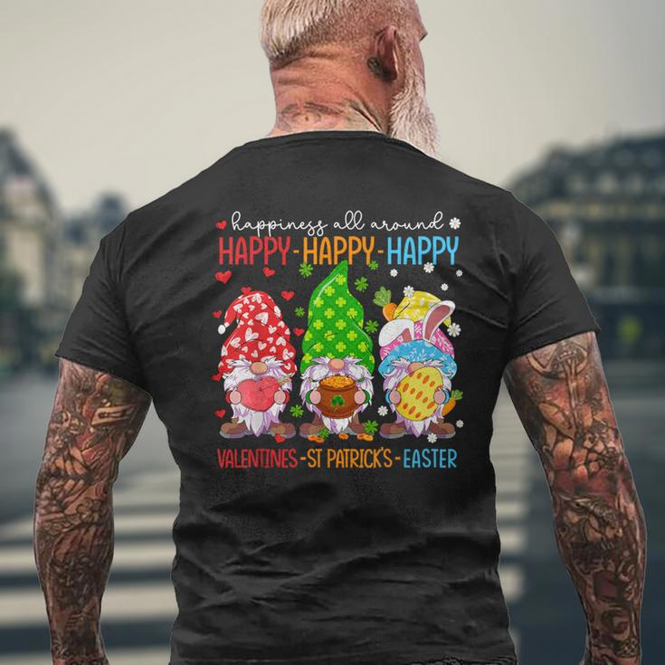 Happy Valentines St Patrick Easter Happy Holiday Gnome Men's T-shirt Back Print Gifts for Old Men