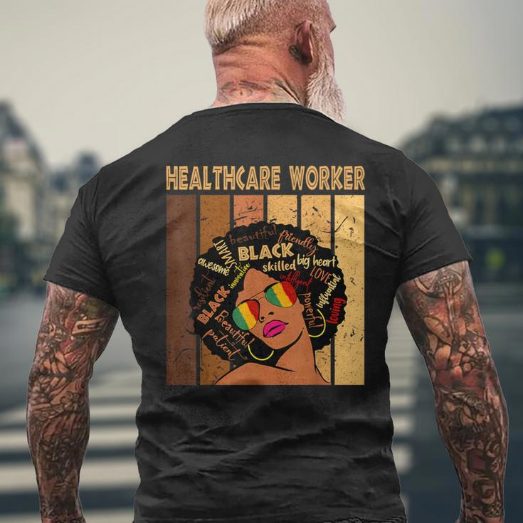 Healthcare Worker Afro African American Black History Month Men's T-shirt Back Print Gifts for Old Men