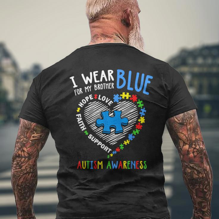 Heart I Wear Blue For My Brother Autism Awareness Month Men's T-shirt Back Print Gifts for Old Men