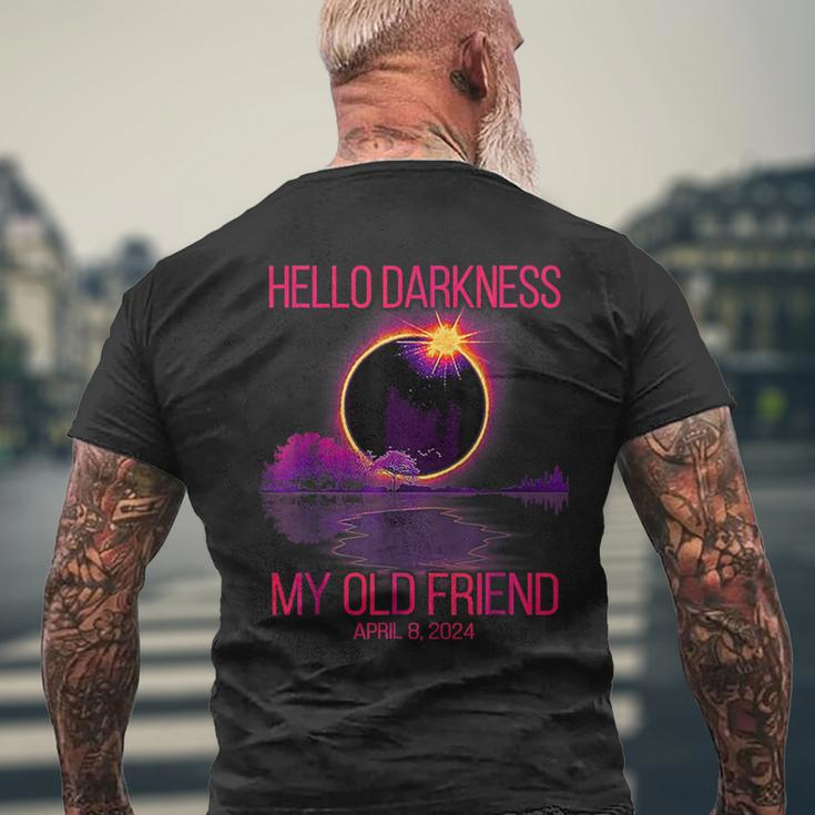 Hello Darkness My Old Friend Pink Solar Eclipse April Men's T-shirt Back Print Gifts for Old Men