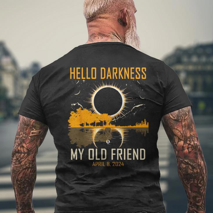 Hello Darkness My Old Friend Solar Eclipse April 8 2024 Men's T-shirt Back Print Gifts for Old Men