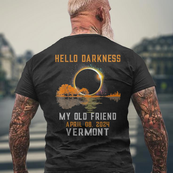 Hello Darkness My Old Friend Total Eclipse 2024 Vermont Men's T-shirt Back Print Gifts for Old Men