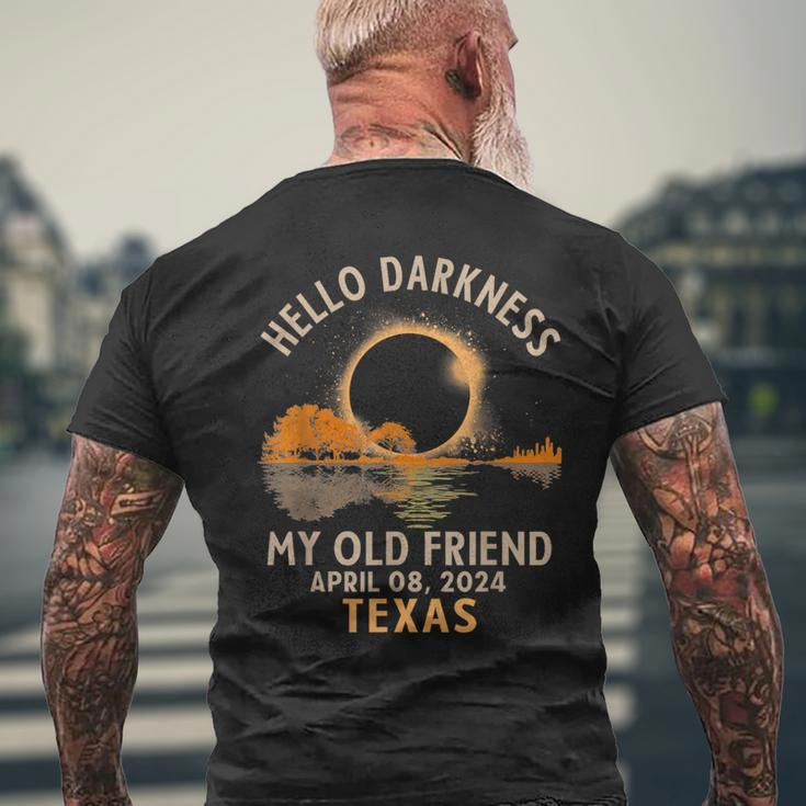 Hello Darkness My Old Friend Total Solar Eclipse 2024 Texas Men's T-shirt Back Print Gifts for Old Men