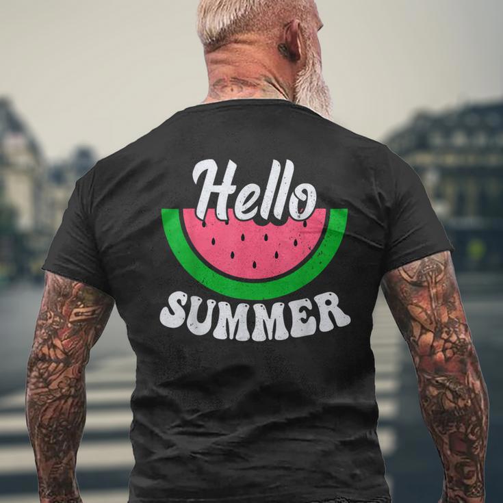 Hello Summer Watermelon Summer Break Vacation Cool Men's T-shirt Back Print Gifts for Old Men