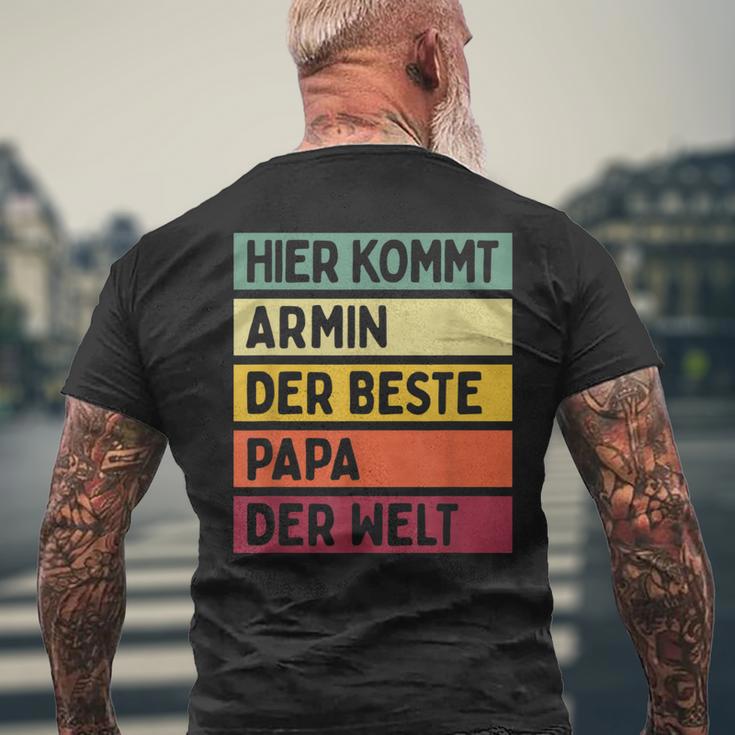 Herren Hier Kommt Armin Der Beste Papa Der Weltatertag Retro T-Shirt mit Rückendruck Geschenke für alte Männer