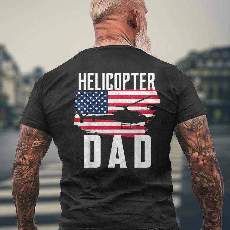 Herren Hubschrauber Papa Usa Flagge Hubschrauber Pilotatertag T-Shirt mit Rückendruck Geschenke für alte Männer