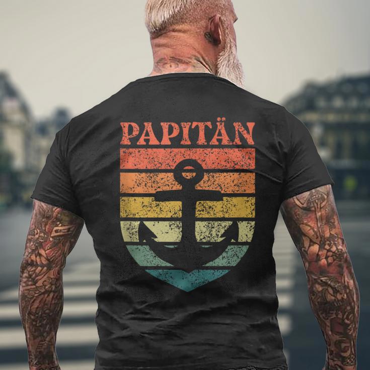 Herren Papa Wortspiel Kapitänatertag Papitän T-Shirt mit Rückendruck Geschenke für alte Männer