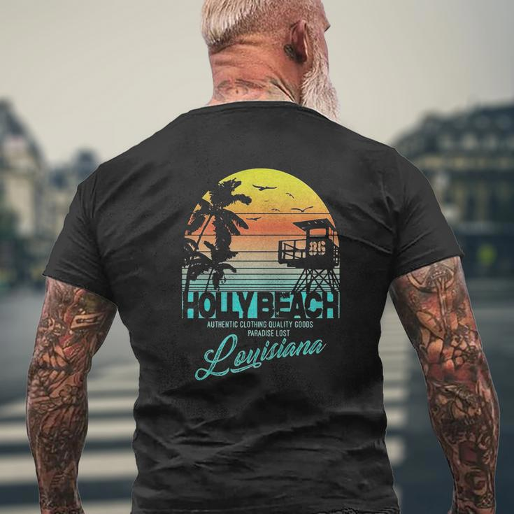 Holly Beach Louisiana Beach Shirt Mens Back Print T-shirt Gifts for Old Men