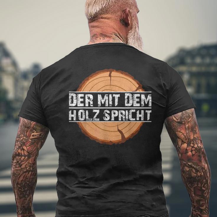 Holzfäller Kurzärmliges Herren-T-Kurzärmliges Herren-T-Shirt Der mit dem Holz spricht, Schwarz, Lustiges Design Geschenke für alte Männer