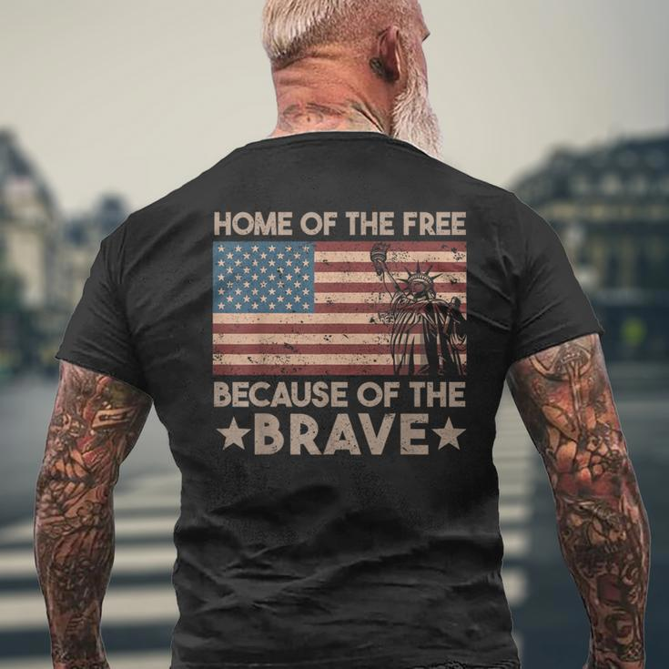 Home Of The Free Because Of The Brave Vintage American Flag Men's T-shirt Back Print Gifts for Old Men