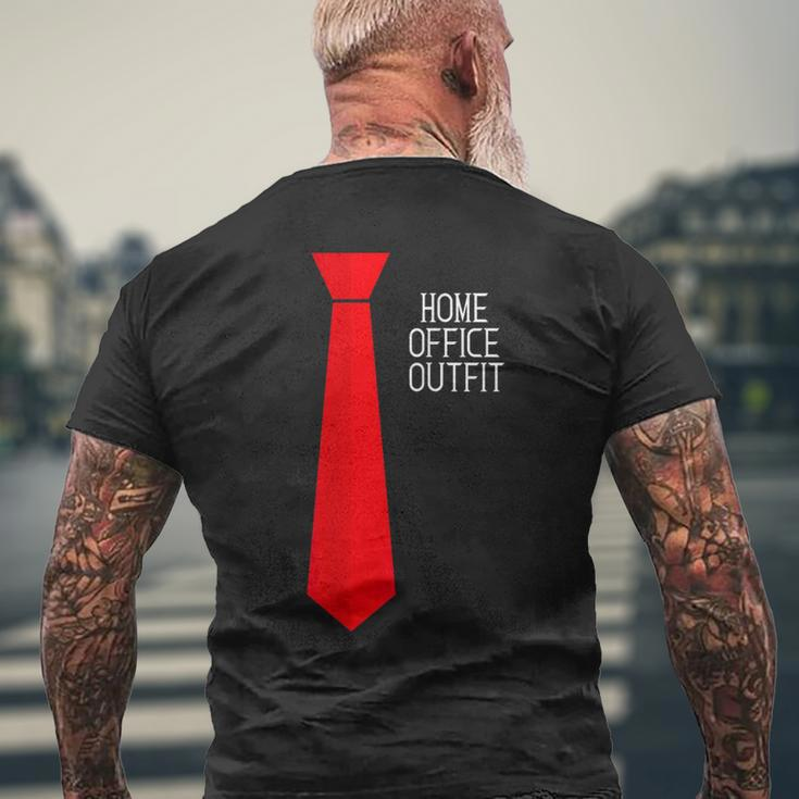 Home Office Outfit Red Tie Telecommute Working From Home Men's T-shirt Back Print Gifts for Old Men