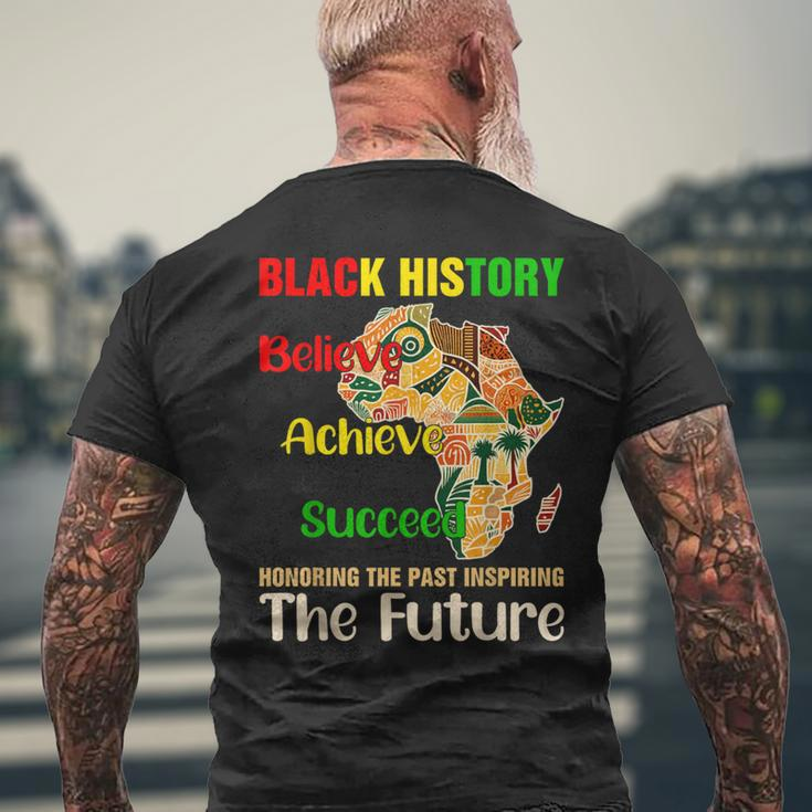 Honoring Past Inspiring Future Black History Month Retro Men's T-shirt Back Print Gifts for Old Men