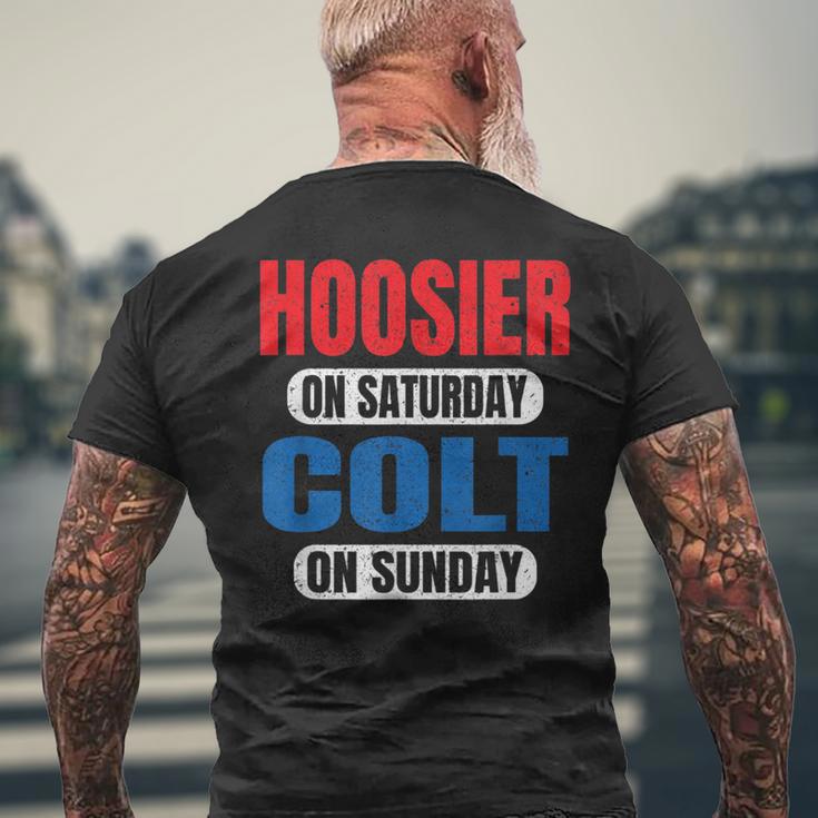 Hoosier On Saturday Colt On Sunday Sports Fans Vintage Men's T-shirt Back Print Gifts for Old Men