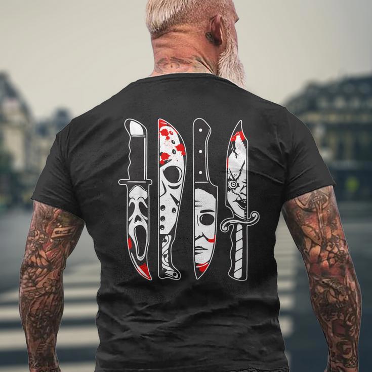 Horror Movie Characters In Knives Horror Characters Men's T-shirt Back Print Gifts for Old Men