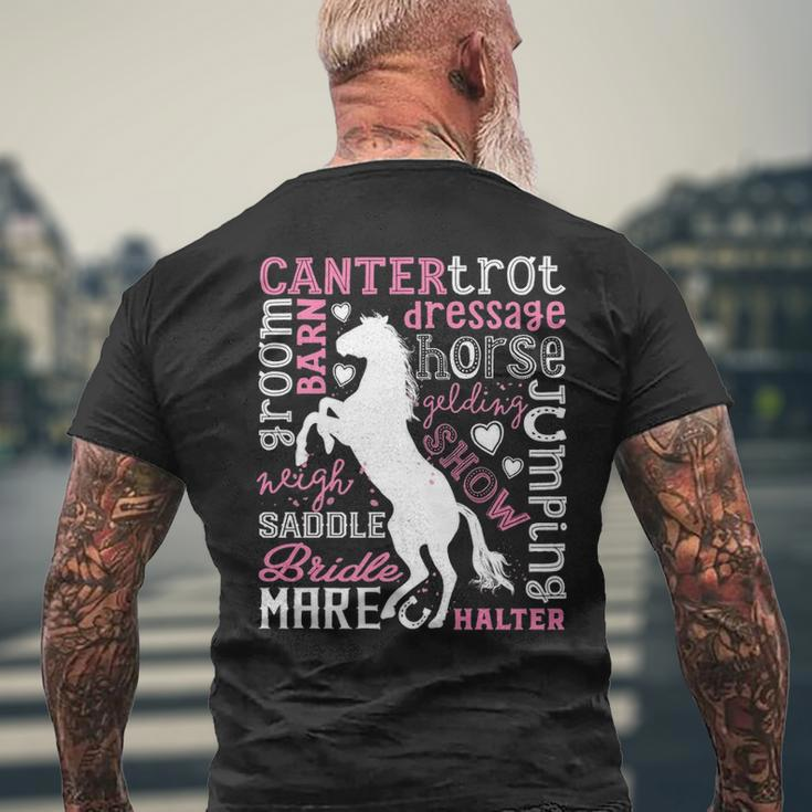 Horse Typography Word Art Girls Horseback Riding Equestrian Men's T-shirt Back Print Gifts for Old Men