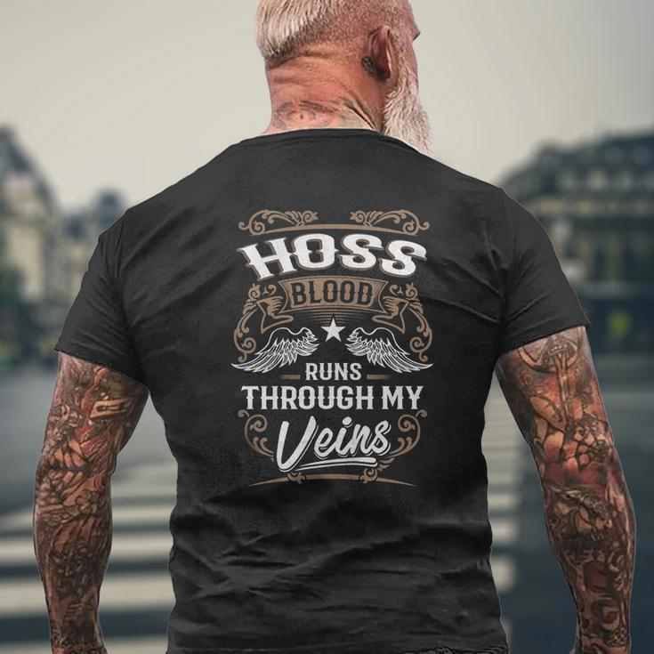 Hoss Blood Runs Through My Veins Legend NameShirt Mens Back Print T-shirt Gifts for Old Men