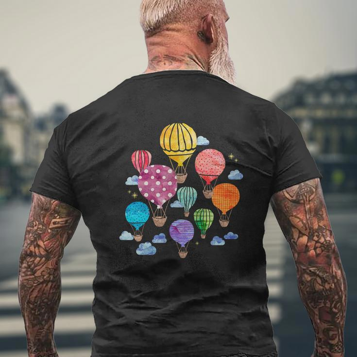 Hot Air Balloon Mens Back Print T-shirt Gifts for Old Men
