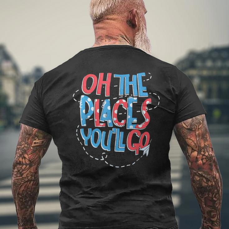 Hot Air Balloon Oh The Places You’Ll Go When You Read Men's T-shirt Back Print Gifts for Old Men
