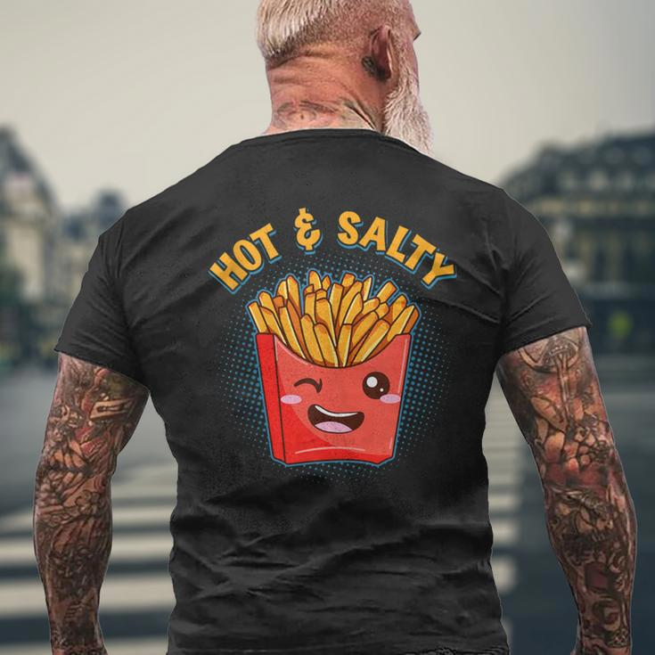 Hot & Salty Winking French Fries Flirtatious Lover Fast Food Men's T-shirt Back Print Gifts for Old Men