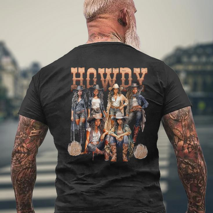 Howdy Black Cowgirl Western Rodeo Melanin History Texas Men's T-shirt Back Print Gifts for Old Men