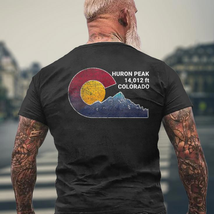 Huron Peak Colorado With Flag Inspired Scene Men's T-shirt Back Print Gifts for Old Men