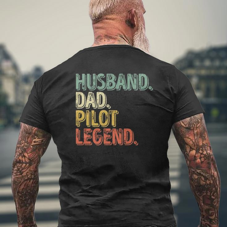 Husband Dad Pilot Legend Father's Day Mens Back Print T-shirt Gifts for Old Men
