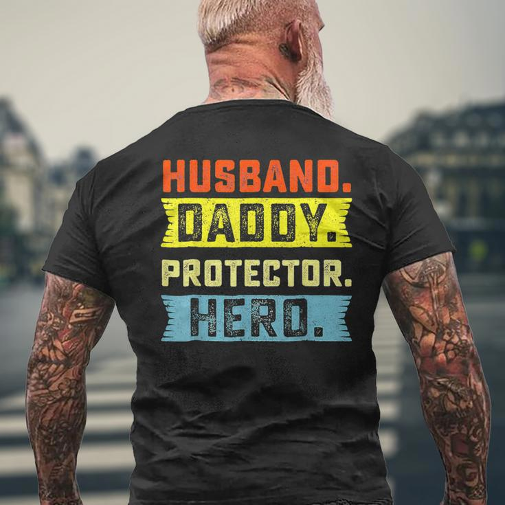 Husband Daddy Protector Hero Father's Day From Wife Son Men's T-shirt Back Print Gifts for Old Men