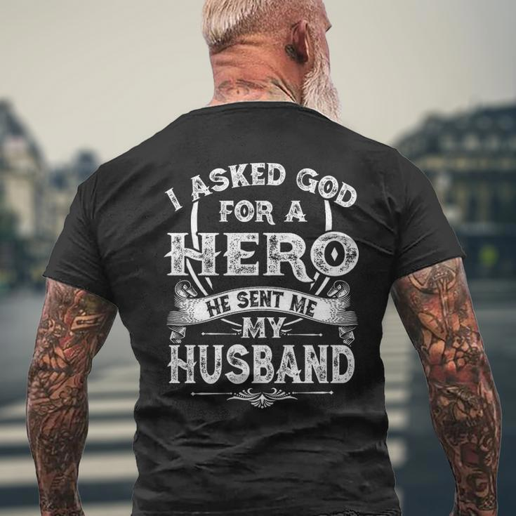 My Husband My Hero Men's T-shirt Back Print Gifts for Old Men